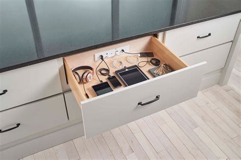 docking drawer|drawer mounted outlets.